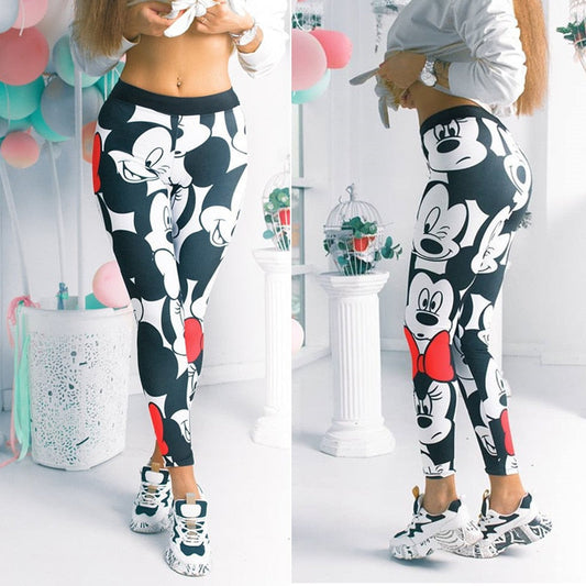 Active Women Minnie Mickey Yoga Gym Leggings Athletic Women Sport Clothing-0